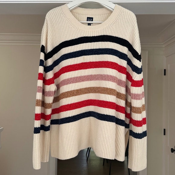 GAP Multicolour Split Hem Cotton Chenille Stripe Sweater - Size XL - Picture 1 of 12